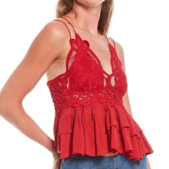 NWT Free People Adella Cami in Cherry Red🍒 - Picture 2 of 7